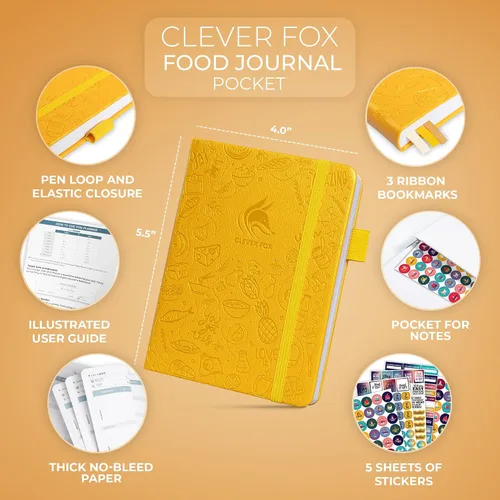 Vista 2 de Clever Fox Diario de Comida de Bolsillo - Diario de Comidas Diario, Planificador de Comidas para Llevar un Control de Calorías y Nutrientes