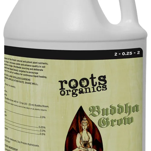 Vista 3 de Roots Organics Buddha Grow, fertilizante líquido orgánico, 2-0.25-2 NPK, 1 galón