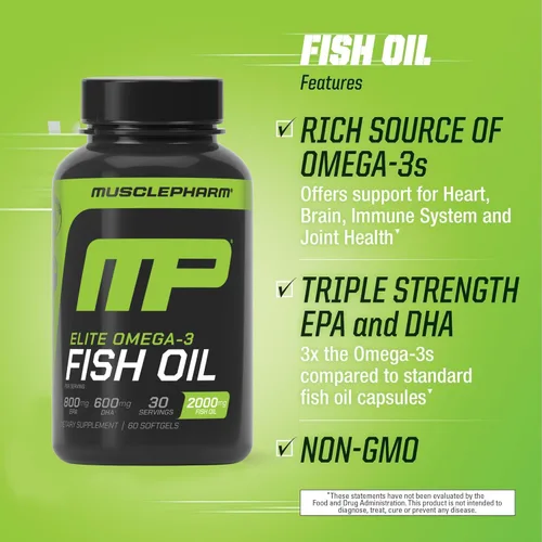 Vista 6 de MusclePharm Essentials - Aceite de pescado Elite Omega 3, apoya las articulaciones, el rendimiento muscular y la recuperación, salud cerebral