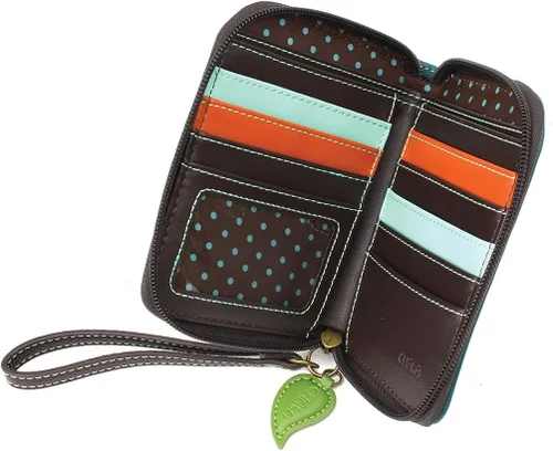 Vista 4 de CHALA Cartera con cremallera pulsera 8 ranuras para tarjetas de crédito piel sintética resistente