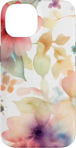 Vista 4 de iPhone 16 Lindo Pastel Floral Acuarela Rosa Azul Mujeres Patrón de Flores Caso