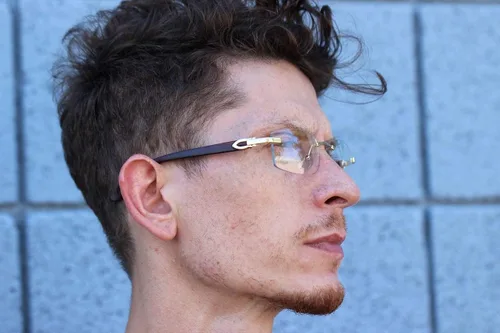 Vista 9 de Elite Slim - Gafas de sol rectangulares sin montura de metal y madera Art Aviator Multicolor