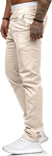 Vista 5 de HUNGSON Pantalones vaqueros casuales ajustados ajustados para hombre, pantalones de mezclilla rectos elásticos