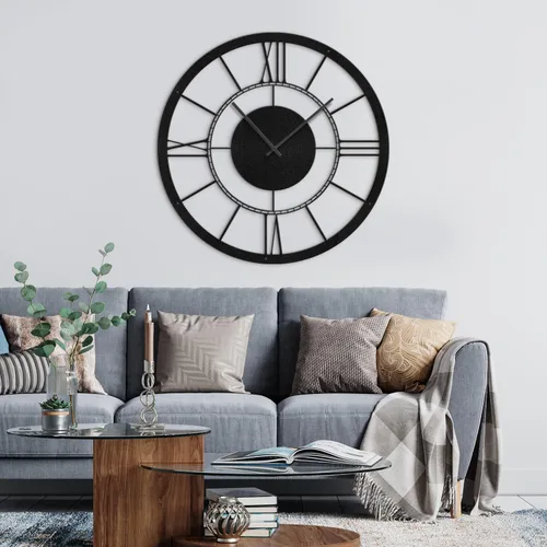 Vista 15 de Reloj de pared de metal, arte de pared silencioso, funciona con pilas, números grandes, escultura de pared, colgantes, decoración del hogar