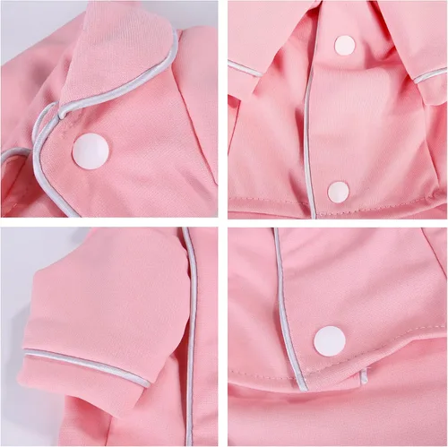 Vista 2 de Pijamas para perros pequeños, niños y niñas, ropa de cachorro, camisa rosa, pijamas de algodón suave, transpirable, ropa para mascotas, ropa