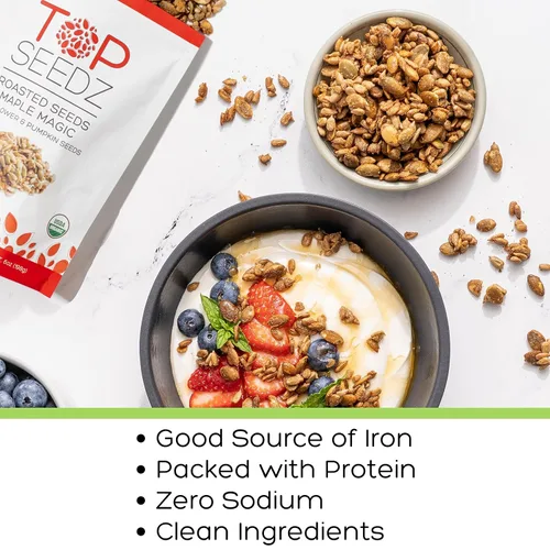 Vista 5 de Top Seedz Semillas tostadas mágicas de arce vegano sin gluten certificadas orgánicas, paquete de 2, 6 onzas, hechas de semillas de girasol