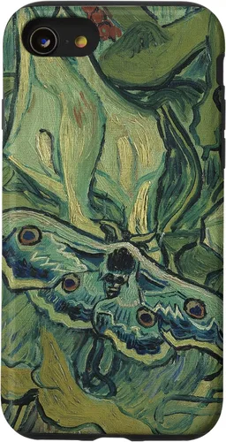 Vista 23 de iPhone 13 gran polilla pavo real de Vincent van Gogh, insecto en una caja de jardín