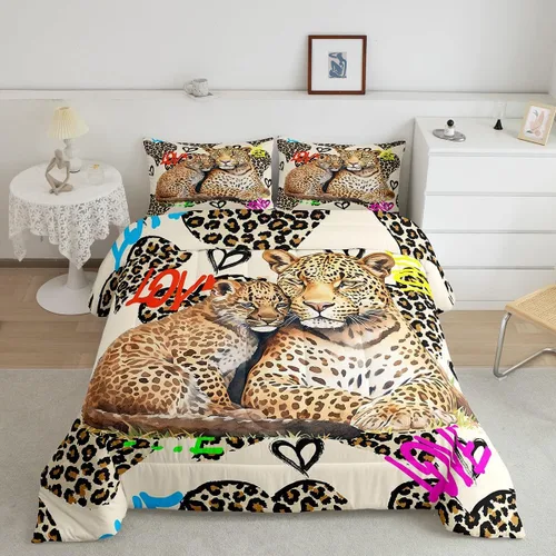 Vista 60 de Juego de ropa de cama Happy Camping de Homewish, tamaño individual, con diseño de osos cazadores y pinos, para niños, hombres, adultos, decoración