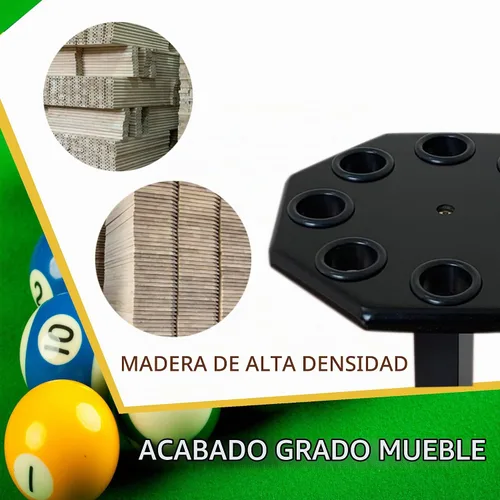 Vista 3 de Soporte para tacos de billar independiente, accesorios de mesa de billar con capacidad para 8 tacos, soporte para tacos de billar, soporte de pie