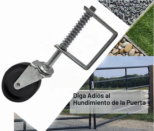Vista 4 de Ruedas de puerta con resorte para puerta de madera, rueda de puerta resistente con resorte, placa de montaje universal, capacidad de carga