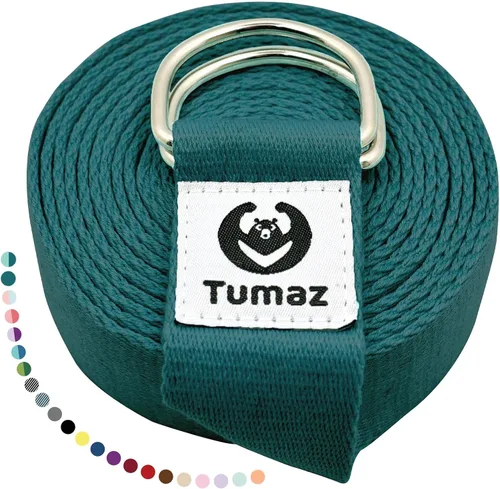 Vista 20 de Tumaz Yoga Strap for Stretching with Adjustable D-Ring, 6/8/10 ft Adjustable D-Ring Soft Cotton Blend 15+ Colors Non-Elastic Yoga Belt for