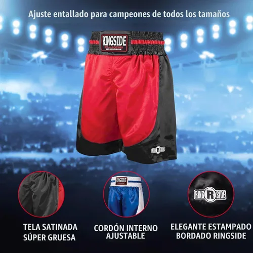 Vista 7 de Ringside Pro-Style Boxing Trunks, Satin Shorts for Men and Women, Ideal for Boxing, MMA, Muay Thai Rojo/Negro