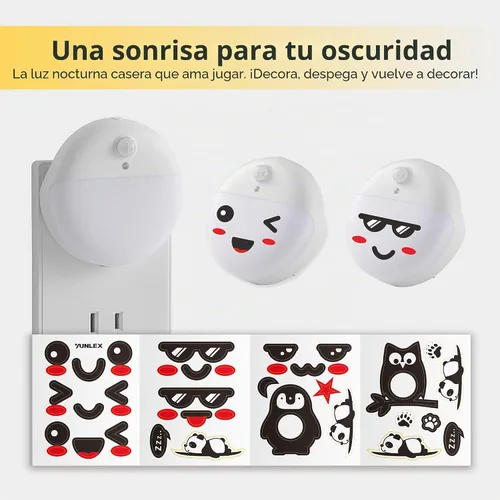 Vista 8 de YUNLEX Paquete de 2 luces nocturnas enchufables con sensor de movimiento y sensor de atardecer a amanecer, atenuación continua, luz nocturna LED