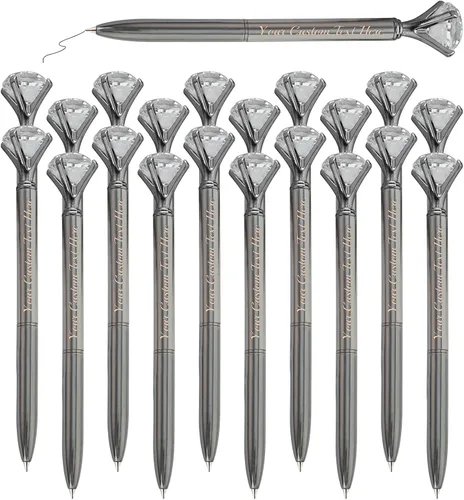 Vista 64 de Bolígrafos personalizados de diamantes personalizados con nombre a granel de metal de cristal grabado, bolígrafos divertidos brillantes a granel