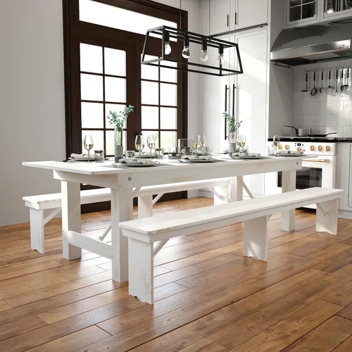 Vista 2 de Flash Furniture Hercules - Mesa plegable (108 x 40 pulgadas), color blanco
