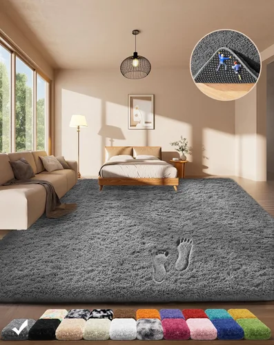 Vista 110 de Ophanie - Alfombras para sala de estar, antideslizante y suave, de felpa grandes y peludas para dormitorio, peludas para niños y niñas, decoración