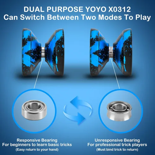 Vista 3 de YOYOSTUDIO X0312 Yoyo Profesional de Trucos Responsivo para Niños de 8-12 o Más, Yoyo de Girar con Dedo de Metal para Adultos con Kit de Rodamientos