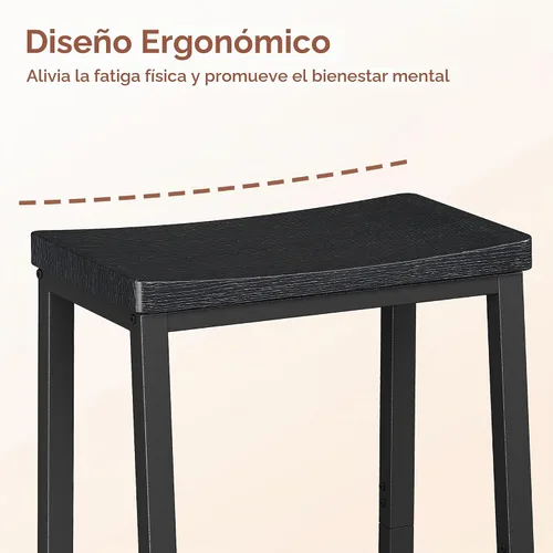Vista 4 de Homeiju Taburetes de bar, taburetes de bar de altura de mostrador, taburetes de 23.6 pulgadas con reposapiés, asiento de encimera de cocina Negro