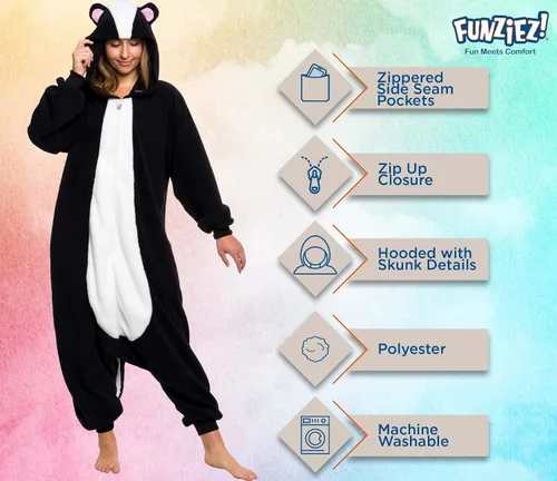 Vista 4 de Funziez! Skunk One Piece - Mono de peluche para adulto
