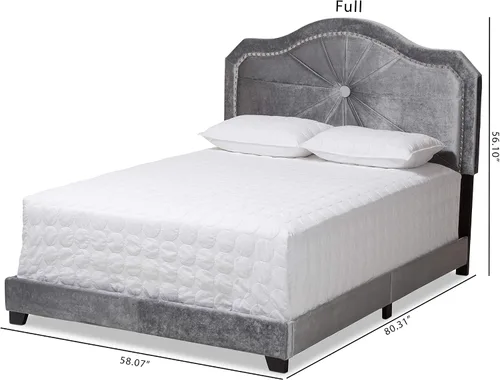 Vista 3 de Baxton Studio Camas (se requiere somier), Queen, gris