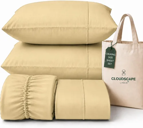Vista 52 de CLOUDSCAPE LINEN 400TC 100% Egyptian Cotton Luxury Twin Bed Sheets - White