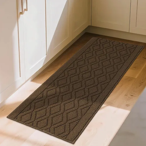Vista 15 de COSY HOMEER Tapete de cocina antideslizantes, absorbentes para el piso, alfombra de cocina lavable, tapete de pie para fregadero, alfombra de Beige