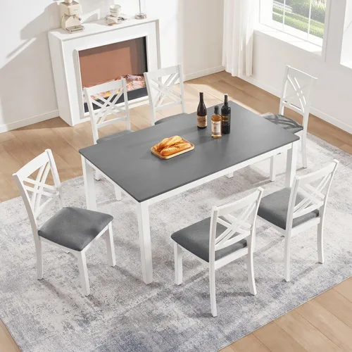 Vista 11 de Harper & Bright Designs Juego de mesa de comedor de 6 piezas con sillas