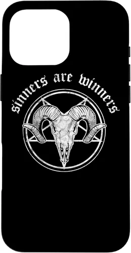 Vista 18 de Funda para iPhone 14 Occult Baphomet Tarot Card Satanic Devil Sinners are Winners