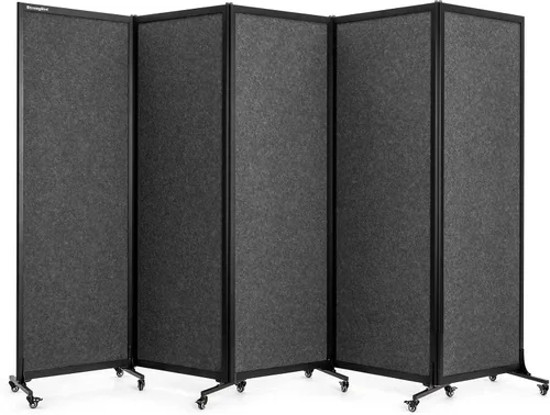 Vista 16 de Room Partition 2.0 Versión de actualización,6'L* 6'7"H,3 Panel, Beige Freestanding Rolling Dividers with Wheels,Office privacy screen Divider Wall