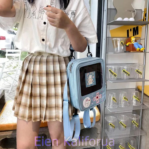 Vista 3 de Eien Kaliforua Ita Bag - Bolsa de 3 vías para mujer, diseño de consola de juegos, mochila Kawaii de dibujos animados