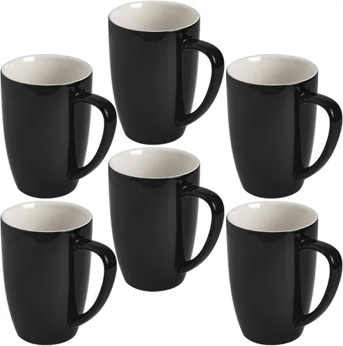 Vista 14 de homEdge Juego de tazas de porcelana, taza de 16 onzas para té, latte, moca, chocolate caliente, juego de 6, colores surtidos