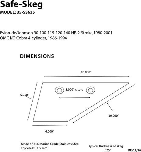 Vista 5 de Sierra Internacional 35-SS600 Panther Safe-Skeg for Mercruiser Pre Alpha de acero inoxidable. 1 disco de 1973 a 1984, 35-SS635