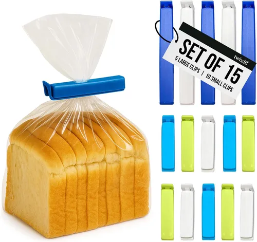 Vista 14 de Linden Sweden Twixit - Clips para bolsas – Mantén los alimentos frescos, evita derrames – Sella fácilmente bolsas congeladas con fecha – Clips