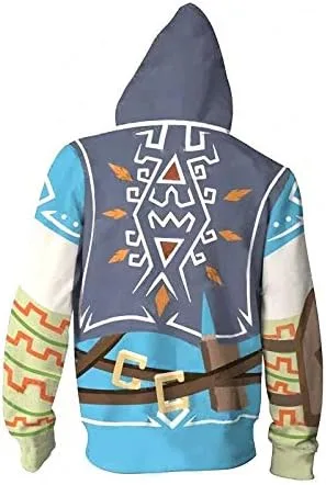Vista 2 de Sudadera con capucha para hombre Zelda con capucha con estampado 3D de moda Pullover con capucha