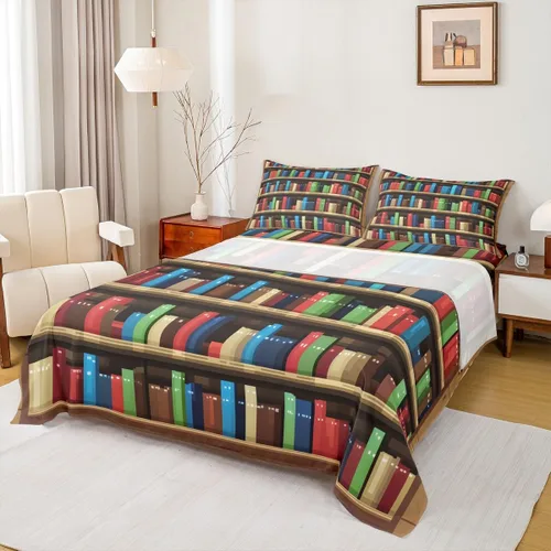 Vista 9 de Juego de sábanas para niños estilo vaquero occidental tamaño individual, juego de ropa de cama con diseño geométrico de cactus, decoración