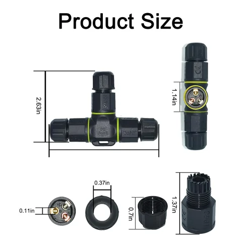 Vista 3 de Caja de conexiones IP68 de 3 vías para exteriores, impermeable, conector de cable eléctrico M16 para cables de 3 pines para rango de cable