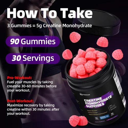 Vista 11 de Gomitas de monohidrato de creatina certificadas por NSF, 90