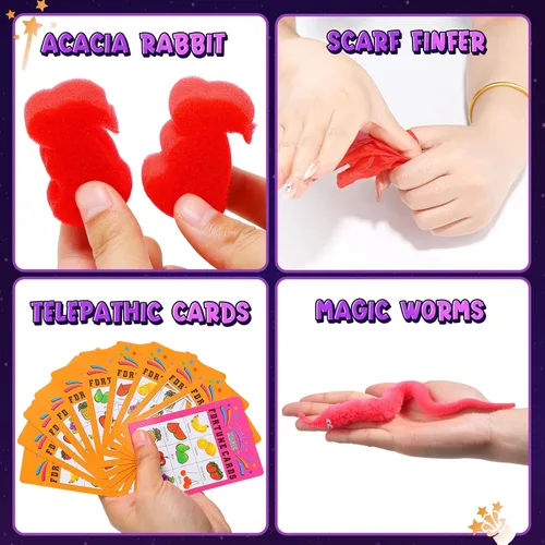 Vista 4 de Skirfy Kit de mago, disfraz de mago para juegos de simulación, trucos de magia para niños de 6 a 8 años, juego de magia para principiantes, regalo