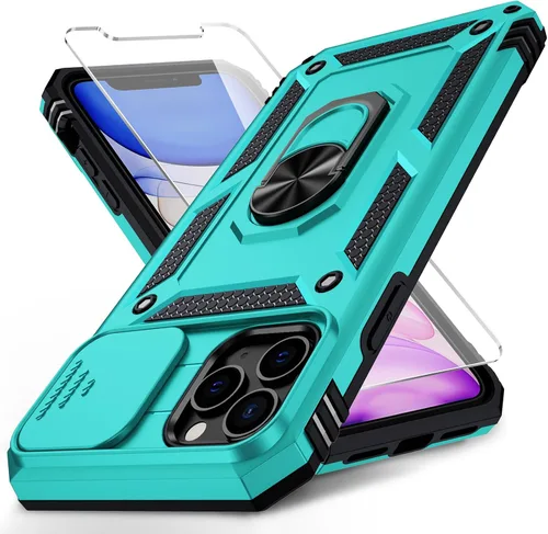 Vista 29 de Funda para iPhone 11 Pro con cubierta para lente de cámara, protector de pantalla HD, protección contra caídas de grado militar de 10 pies, soporte