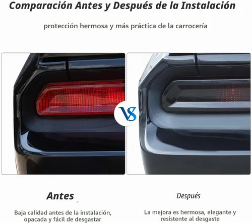 Vista 6 de Hoolcar Cubierta de la lámpara de la luz trasera, marco de guardia, decoración de marco de bisel, accesorios exteriores para Dodge Challenger