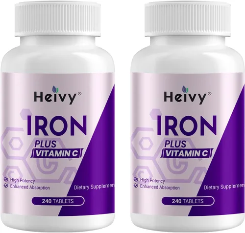 Vista 10 de Heivy Sulfato ferroso 325 mg con vitamina C 100 mg, 240 tabletas veganas