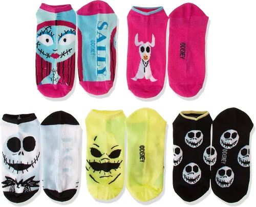 Vista 6 de Disney Women's Nightmare Before Christmas No Show Socks (5 Pack)