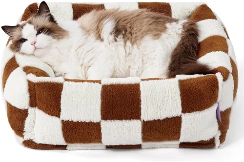 Vista 16 de LE SURE Bonita cama para perros y gatos pequeños, camas lavables para cachorros, acogedor sofá ortopédico rectangular para mascotas con felpa