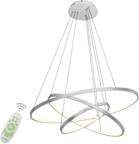 Vista 9 de LightInTheBox Lámpara colgante de 3 anillos para sala de estar, comedor, luz de techo moderna, diseño de círculo, 20+40+23.6 in, color = negro