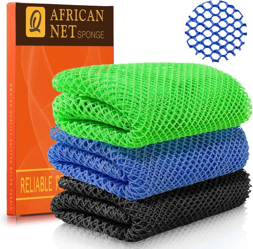 Vista 17 de UJFQBH African Net Sponge Authenti, exfoliante corporal para espalda y zonas de difícil acceso, exfoliante diario suave para limpieza profunda Gris
