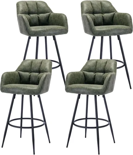 Vista 31 de ROCITY Juego de 2 taburetes de bar de terciopelo con respaldo, silla de bar beige para isla de cocina, taburetes de bar modernos con patas de metal