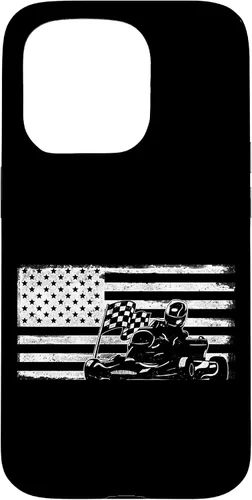 Vista 14 de iPhone 16 Go Kart Racing American Flag Vintage Case