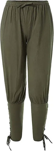 Vista 2 de Pantalones al tobillo para hombre tipo medieval vikingos traje de navegante o pirata pantalones renacentistas góticos
