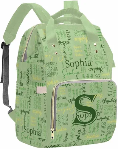Vista 8 de Artsadd Bolsos para pañales personalizados con nombre, mochila monograma, regalos para baby shower, pattern 01, Tamaño único, Mochilas Daypack