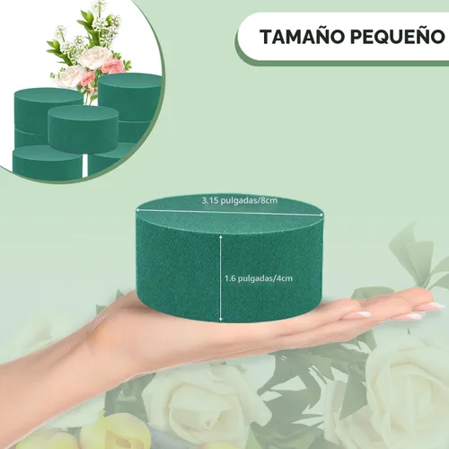 Vista 2 de 4 piezas de espuma floral redonda SUPKING 3.15" pequeños bloques de espuma verde para flores húmedas y secas floristería planta espuma para arreglos